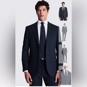 🖤 Moss Bros. Tailored Fit Navy Black Check Jacket 🖤